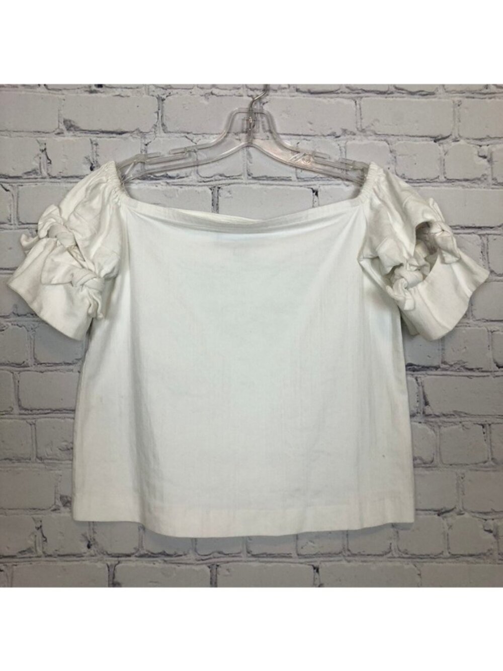 Alexis White Bow Sleeve Weston Top Size S Off The Shoulder